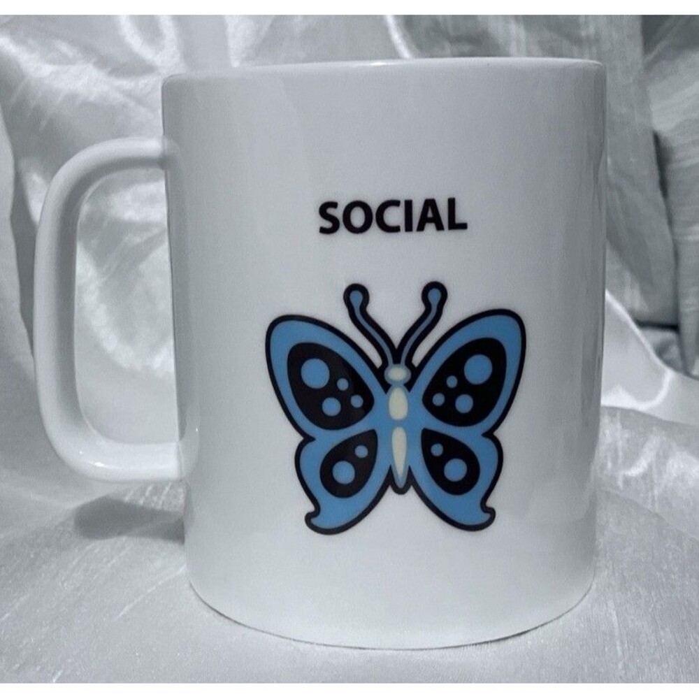 Lenox Social Butterfly Mug Tea Cup 20 oz Rebus Puzzle Media Manager New Gift